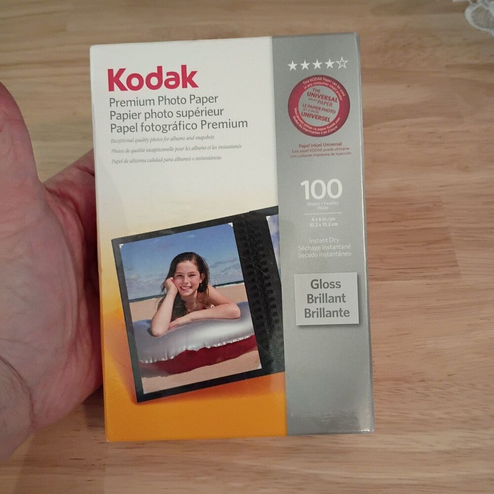 NEW Kodak Premium Photo Paper Instant Dry Gloss 100 Sheets 4x6 Inkjet Universal